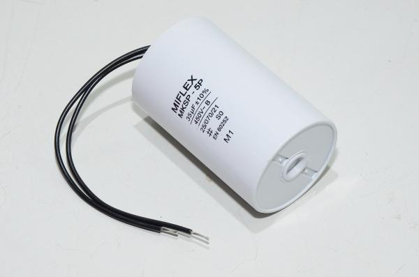 Miflex MKSP-5P I150V635K-G10 35µF/450VAC 50x78mm moottorin käyntikondensaattori 100mm johdoilla *uusi*