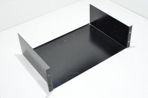 19" 3U 482x300x134mm black steel equipment rack shelf with 4x 10,3x6,8mm oval holes *drilled model*