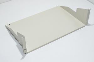 19" 3U 490x300x134mm white steel equipment rack shelf with 4x 9,8x6,8mm oval holes *drilled model*