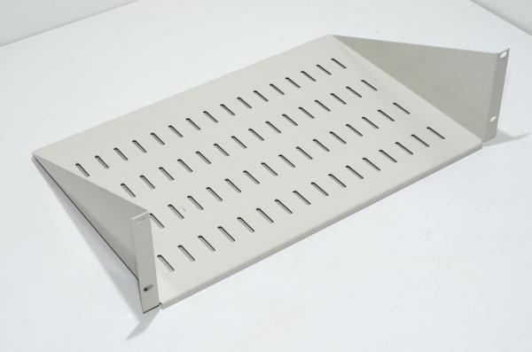 19" 3U 482x300x133mm white steel equipment rack shelf with rounded holes and 4x 10,5x6,8mm oval holes