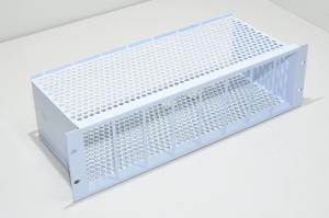 19" 3U 484x183x132mm white steel equipment rack with 8x 48x112mm holes for appliances