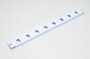 19" 1U 484x44,3x1mm white steel equipment rack mounted blanking plate with 8x 14,5x19,3mm rectangular holes