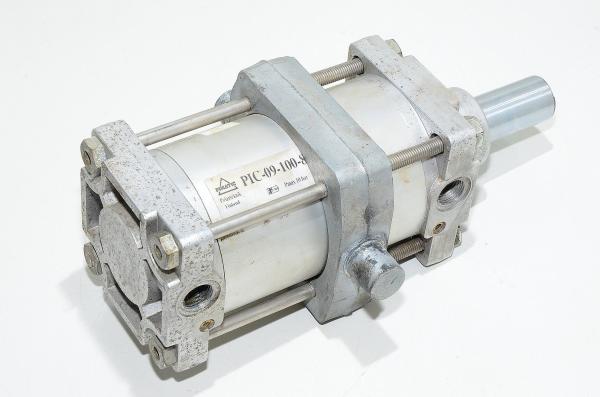 Pimatic PIC-09-100-80 double-acting ISO 6431 standard cylinder + Central trunnion mount + Piston rod cut