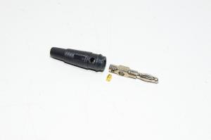 4mm musta uros banaaniplugi, suora, juotettava/ruuvattava, haaroitettava *uusi*