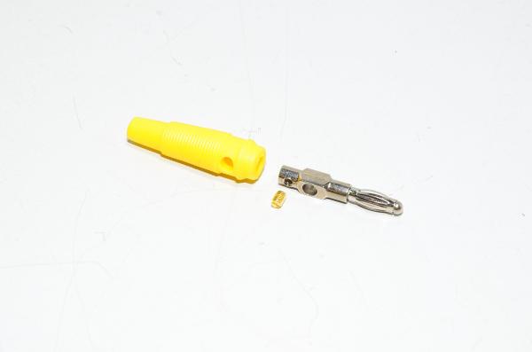 4mm yellow male banana plug, straight, solder/screw type, spliceable *new*