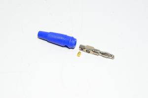 4mm sininen uros banaaniplugi, suora, juotettava/ruuvattava, haaroitettava *uusi*