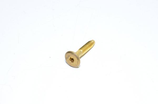 M6x1, 30mm, RH, messinkipinnoitettu teräs, kuusiokolokanta, huonekaluruuvi, 4.6