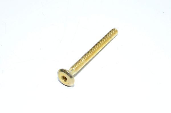 M6x1, 65mm, RH, messinkipinnoitettu teräs, kuusiokolokanta, huonekaluruuvi, 4.6
