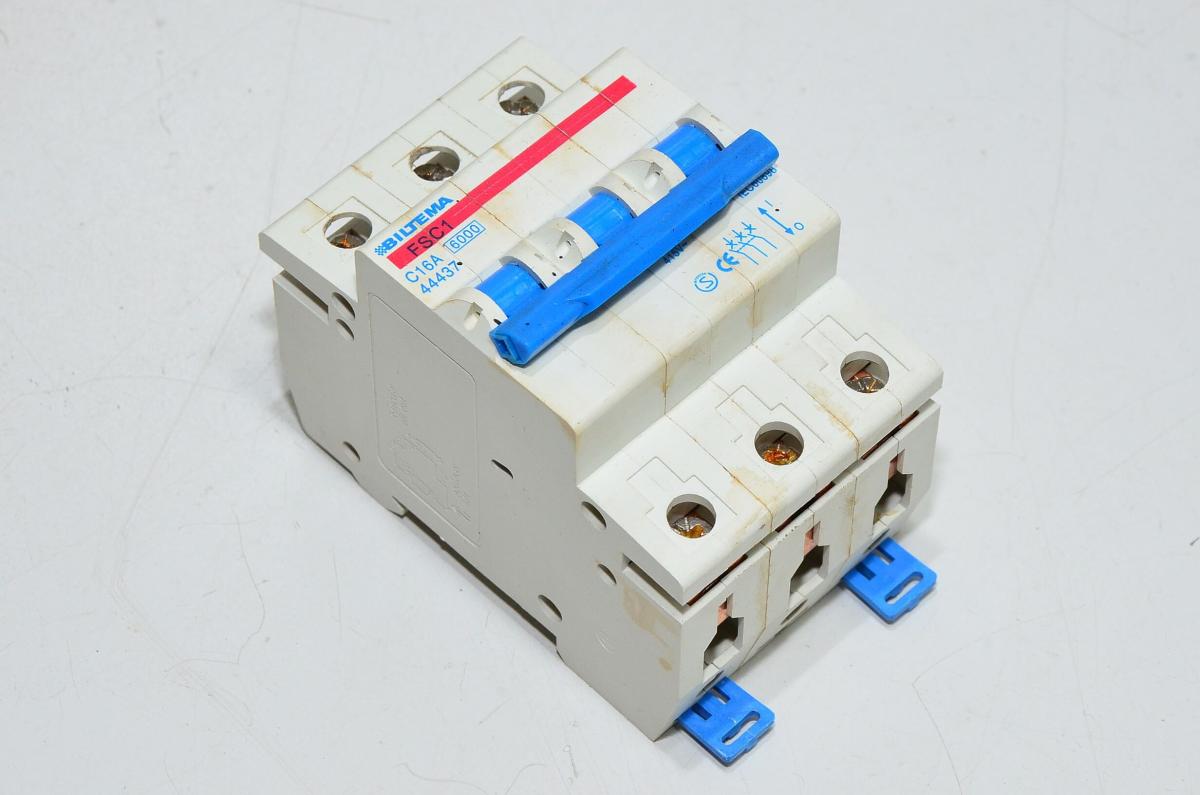 16A 3-phase C-type automatic fuse / circuit breaker Biltema FSC1 4443 ...