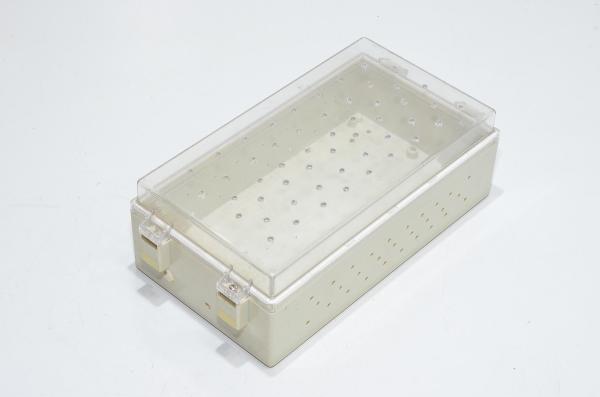 213x115x66mm electronic equipment enclosure, polycarbonate, beige, transparent lid with home made ventilation holes