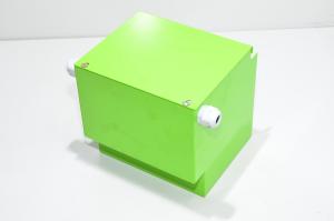 203x196x165mm metallic neon green device enclosure with 2x cable outlets
