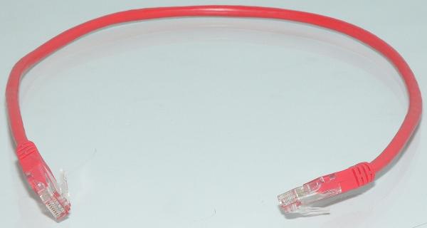 1x 0.5m Suojaamaton CAT5e verkkokaapeli punainen (RJ45 - RJ45)