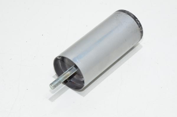 50x117mm gray steel furniture foot with black plastic plug and 30mm m8x1.25 threaded stud