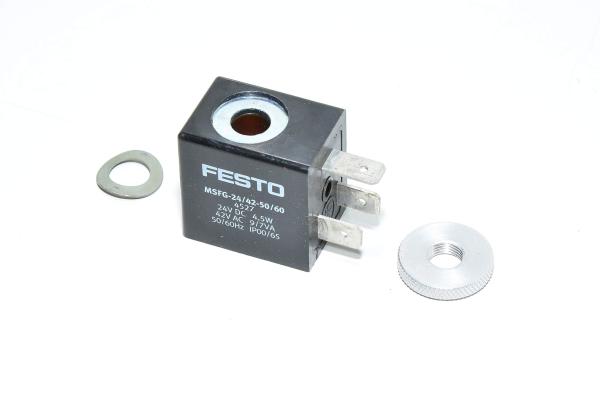 Festo MSFG-24/42-50/60 4527 F-coil solenoidikela 24VDC/42VAC 4,5W/ 9/7VA 8mm solenoidikaralle DIN 43650-B EN 175301-803 ISO 6952 B-mallin suorat liittimet *uusi*