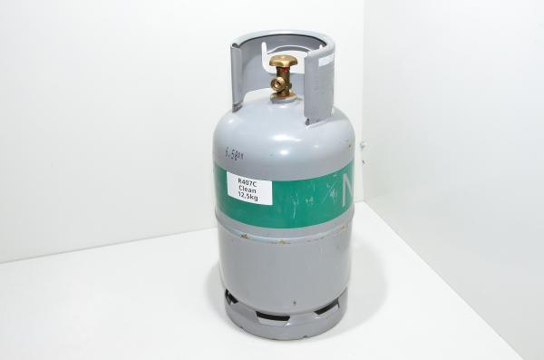 12,5L 6,61kg steel tank with 2,95kg R407C refridgerant, W21.8x1/14" RH