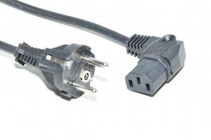 Power cable, CEE 7/7 straigth male (Schuko), C13 angled female, black