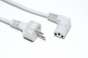 Power cable, CEE 7/7 straigth male (Schuko), C13 angled female, gray