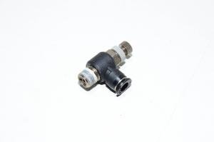 Pisco JSC6-01MA elbow mini type meter-out speed controller with R1/8 threaded port and 6mm quick connector for tube