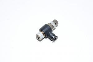 Pisco JSC4-01MA elbow mini type meter-out speed controller with R1/8 threaded port and 4mm quick connector for tube